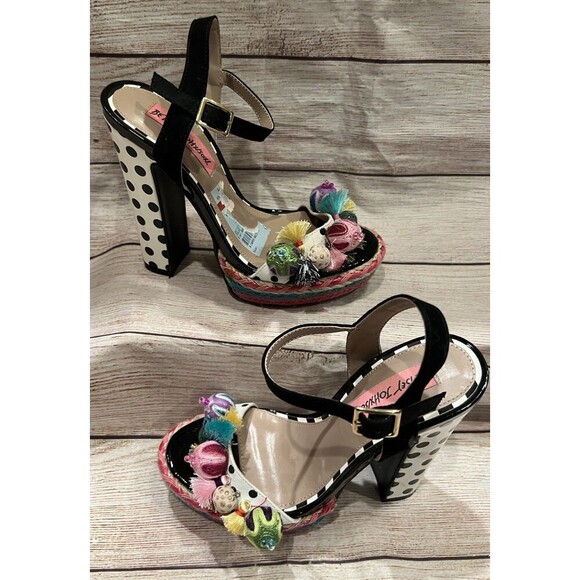 Betsey Johnson Womens Polka Fabric - Special Occasion Slingback Platform 5.5M - Picture 3 of 9